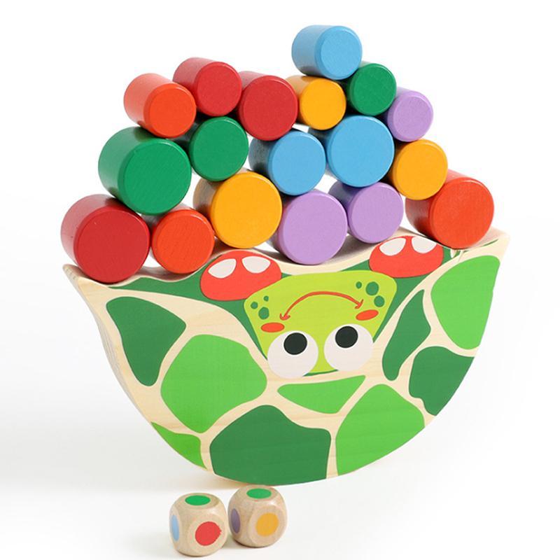 Turtle Stacking Game for Toddlers – Wooden Balance Blocks for Hand-Eye Coordination & Fine Motor Skills Ages 3+