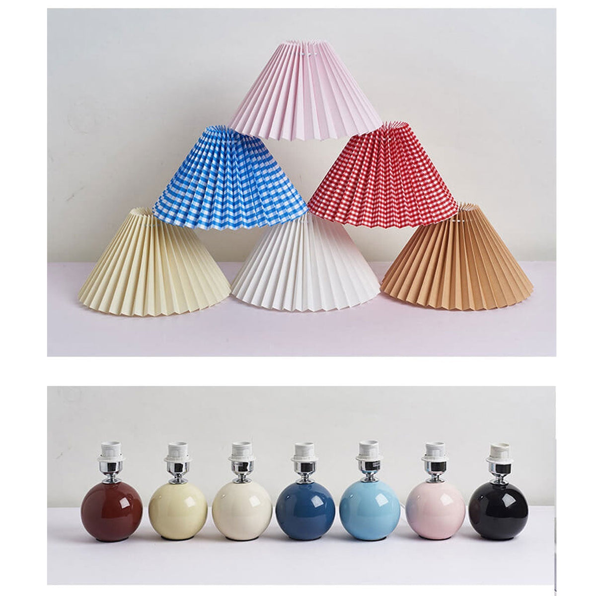 Ceramic Accent Lamp with Fabric Shade 11x9.5 in E26 Socket for Nightstand Desk Study Room Reading Light Modern Home Decor