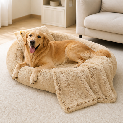 Ortekor Orthopedic & Washable Faux Fur Human Dog Bed (Detachable Cover)