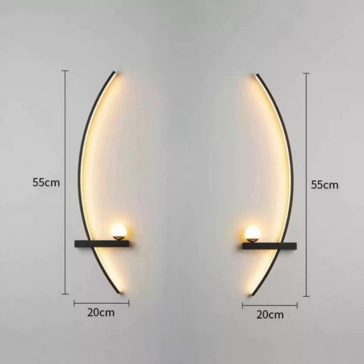 Curved LED Sconce Aluminum Arc Light for Bedroom Hallway Living Room Modern Accent Lighting Fixture Black Gold Finish Wall Mount Indoor Illu