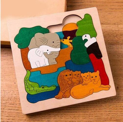 Multi-Layer Animal Puzzle for Toddlers – Wooden Montessori Toy for Fine Motor Skills & Shape Learning