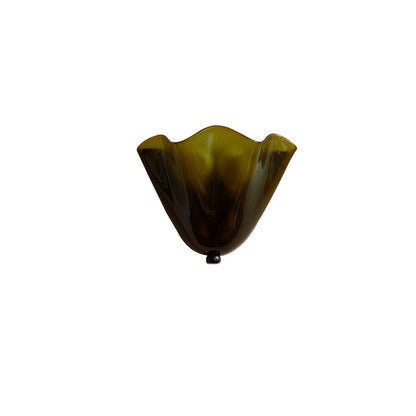 Indoor Sconce with Sculptural Glass Shade in Warm Tones – Metal Frame LED-Compatible – Wall-Mounted Accent for Bedrooms Hallways Living Spac