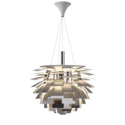 Sculptural Metal Shade Hanging Fixture 20 in Adjustable Height Overhead Lighting for Dining Room Kitchen Island Entryway Warm Glow Installat