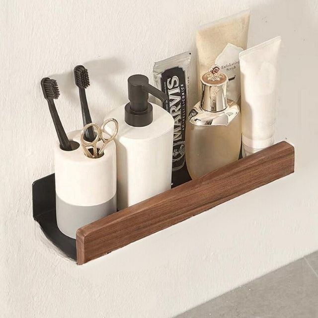 Willow Bathroom Shelf - Solid Wood, No-Drill Storage Solution