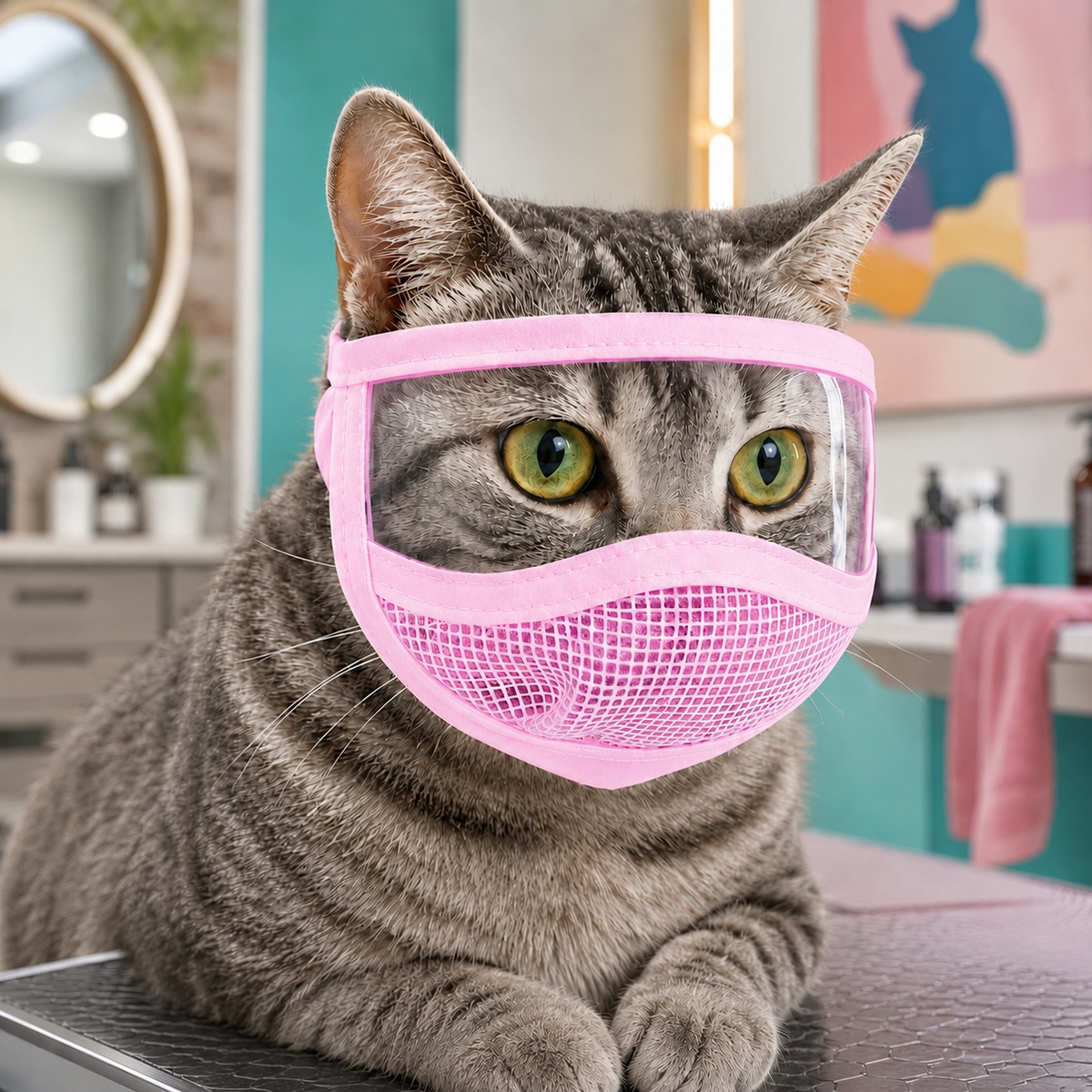 Ortekor Clear-View Cat Grooming Shield for Nail Trims & Ear Cleaning - Helps Reduce Bites and Scratches During Cat Care