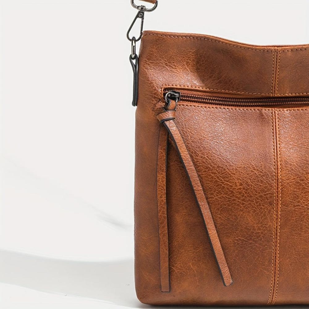 Vintage-Inspired Boxy Crossbody Purse for Women – Compact Shoulder Bag with Zipper Closure for Everyday Carry, Casual Outings & Errands
