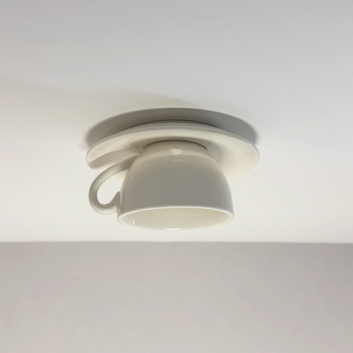 Flush Mount Cup-Shaped Ceramic LED Fixture for Bedrooms, Kids' Rooms & Living Spaces – Decorative G4 Overhead Lighting