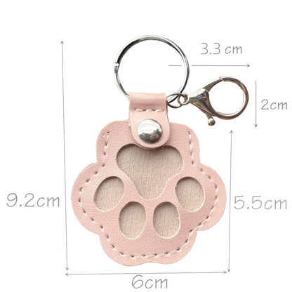 Pet Memorial Keychain with Hidden Keepsake Chamber – Leather Paw Print Charm for Dog & Cat Lovers