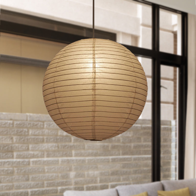 Japanese Paper Lantern Pendant Light White Round Ceiling Fixture for Dining Room Bedroom Kitchen Island Hanging Lamp E26 Base Modern Asian