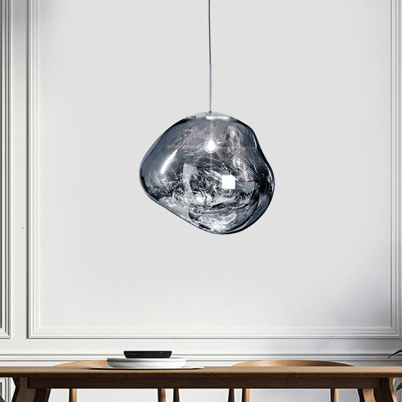 Glass Pendant Light Fixture for Dining Room & Kitchen – Modern Metal Hanging Lamp in Gold, Silver & Red – E26 Socket for LED &