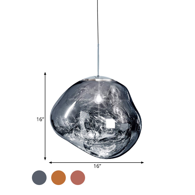 Glass Pendant Light Fixture for Dining Room & Kitchen – Modern Metal Hanging Lamp in Gold, Silver & Red – E26 Socket for LED &