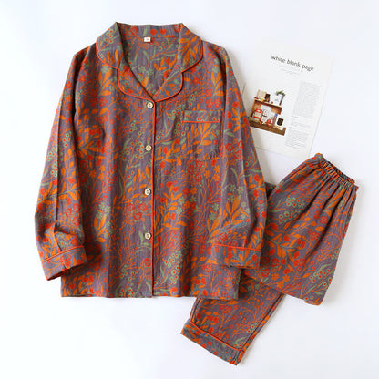 Olwen Loungewear Set - Pure Cotton, Vintage Floral Jacquard