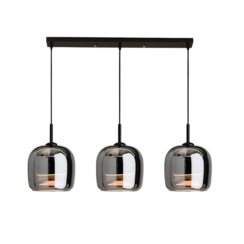 Smoky Glass Drop Ceiling Light E27 Socket Black Finish Adjustable Cord for Kitchen Island Bedroom Dining Room Scandinavian Minimal Style Hom