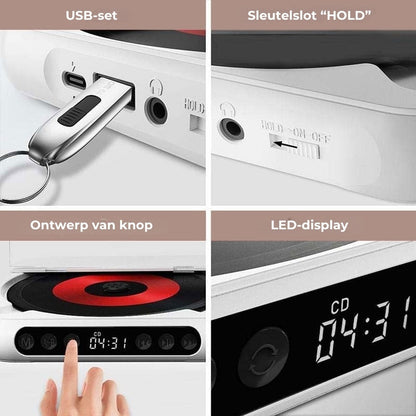 Rechargeable Disc Player with Bluetooth 5.3 Wireless Audio for Home Travel Study Music MP3 CD-R Support 3.5mm Headphone Jack USB-C Charging