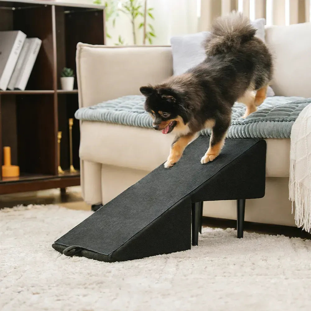 Pet Stairs with Anti-Slip Tread – Foldable 2-in-1 Ramp for Small Dogs, Seniors & Short Breeds – Velvet-Covered Step Platform for Couch & Bed