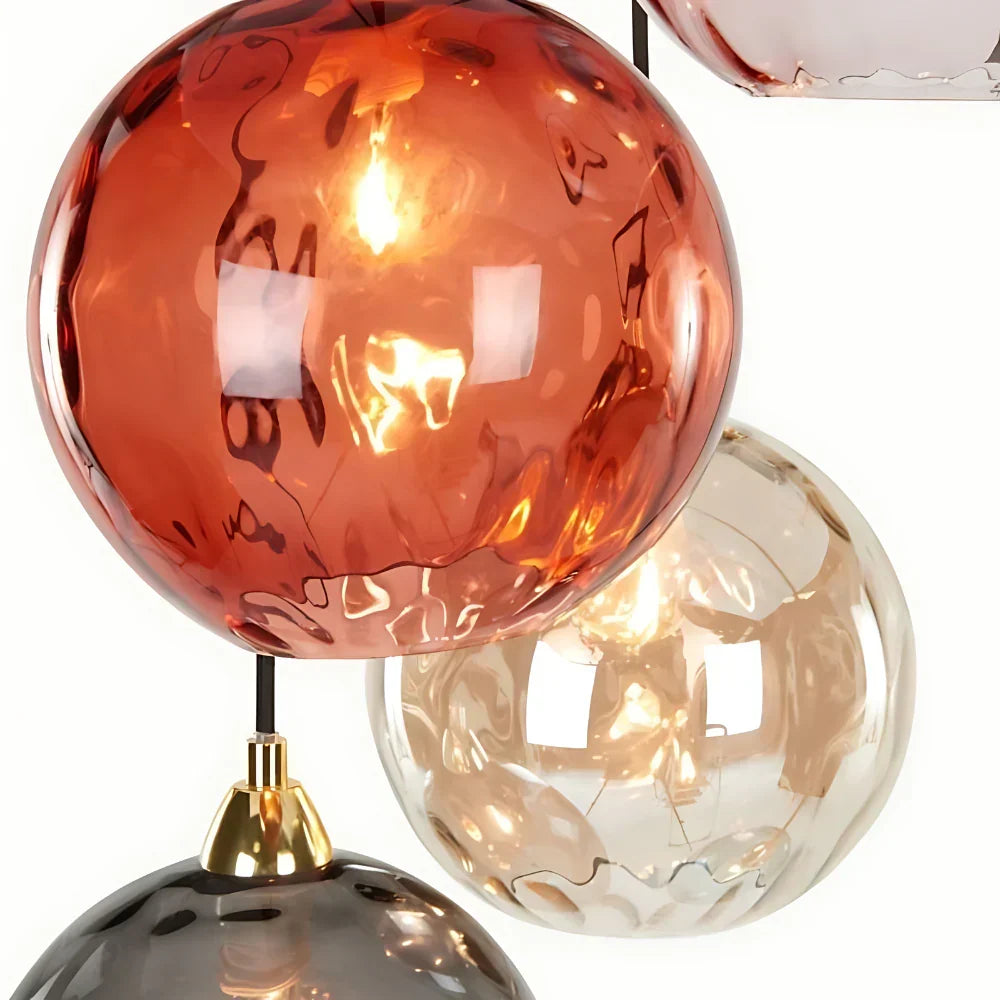Textured Glass Globe Hanging Light 7.9 Inch Dining Room Island Fixture Adjustable Height Modern Sphere Pendant Minimalist Ceiling Lamp for K