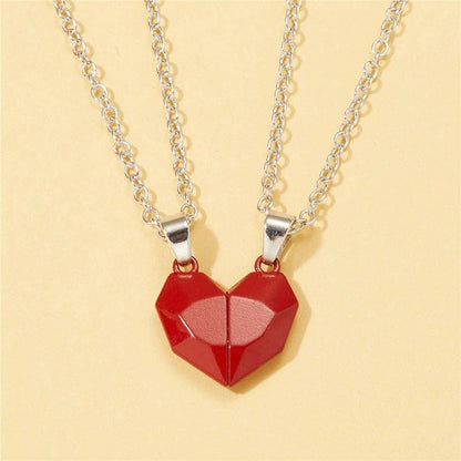 Magnetic Heart Pendant Necklaces for Couples – Matching His & Hers Set with Gold-Plated Finish – Two Interlocking Hearts – Gift for