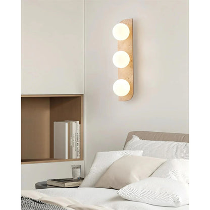 Natural Stone Sconce with Glass Globe G9 Socket Beige Neutral Ambient Light for Entryway Bathroom Bedroom Modern Minimalist Home Décor