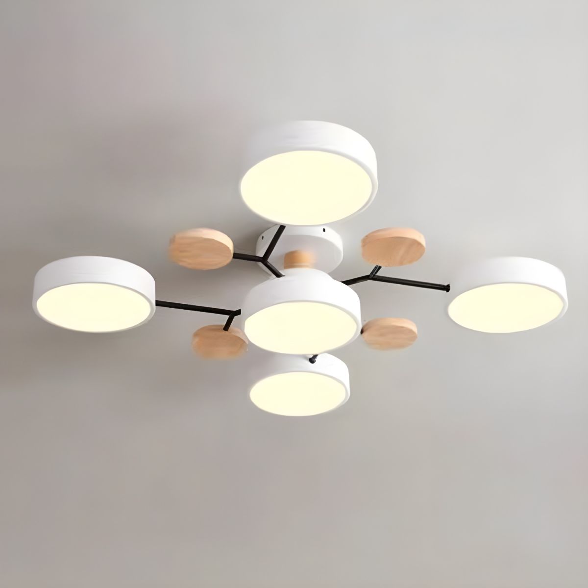 Round Multi-Light LED Ceiling Fixture – Metal Flush Mount Lamp with Integrated Bulbs, Even Ambient Lighting for Living Room, Dining Room