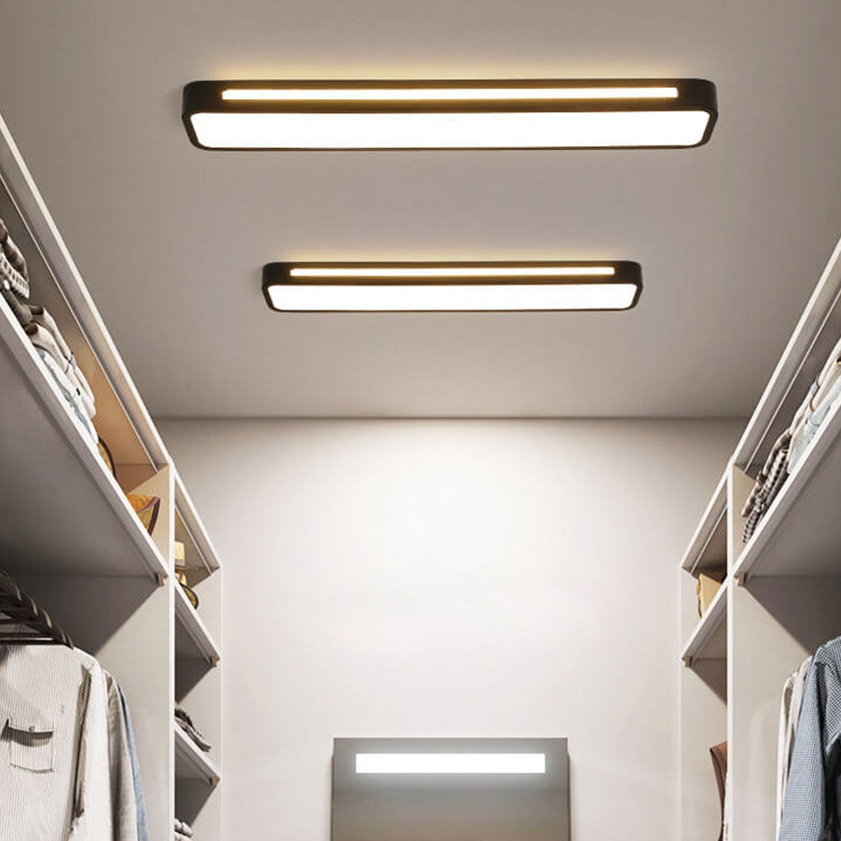 Low-Profile LED Flush Mount Ceiling Light 19 in Black White Acrylic for Bedroom Hallway Living Room Modern Hardwired Fixture