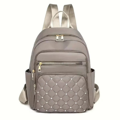 Multi-Compartment Quilted Backpack with Adjustable Straps & Top Handle for School, Work & Travel