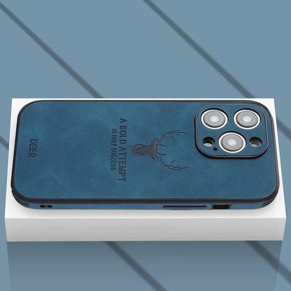 Genuine Suede iPhone Case with Camera Protection & Shock-Absorbing Silicone Liner for iPhone 12-17