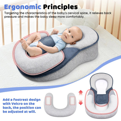 Baby Lounger Newborn Anti Reflux with Adjustable Incline Roller, Infant Lounger Pillow 3D Mesh, Baby Pillow for Colic