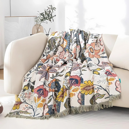 Riven Floral Blanket - 100% Cotton, Reversible Design
