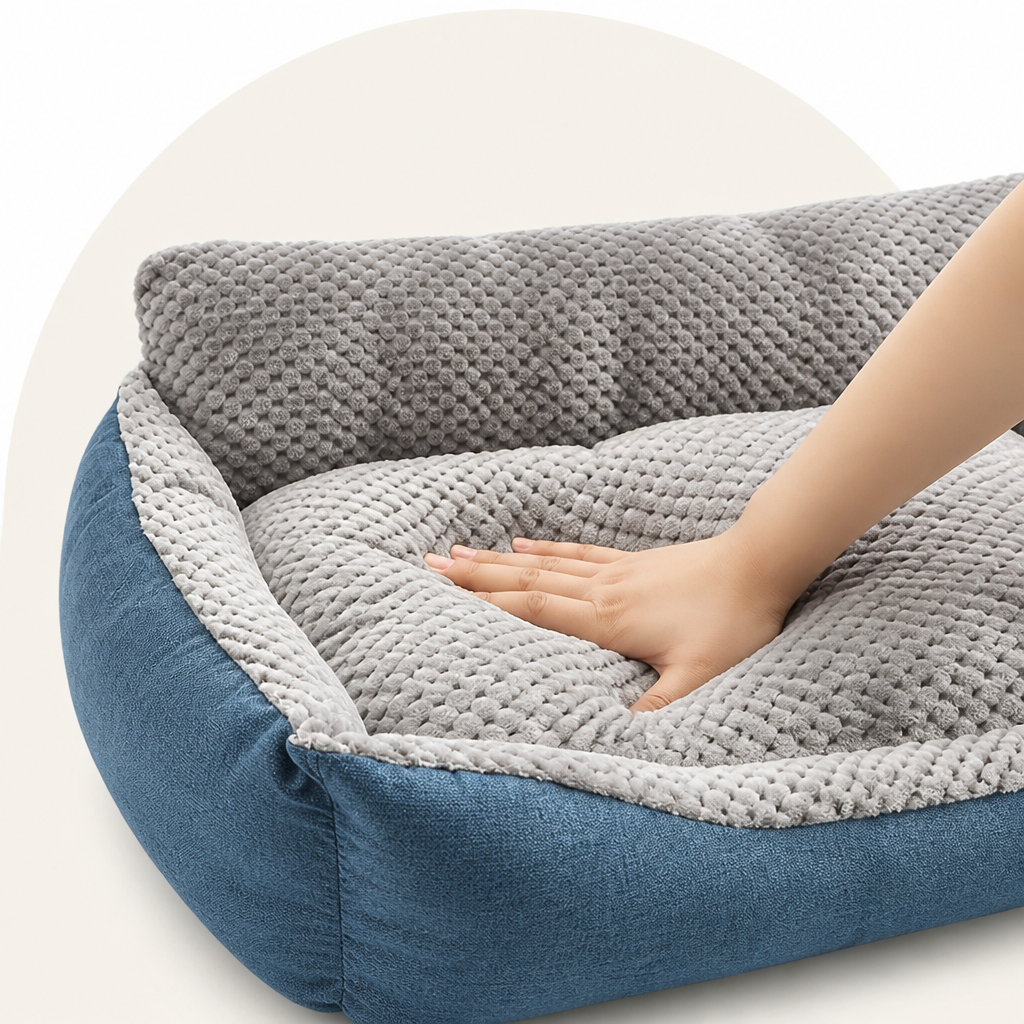 Ortekor Extra-Thick Plush & High Backrest Dog Sofa Bed (Removable Cover)