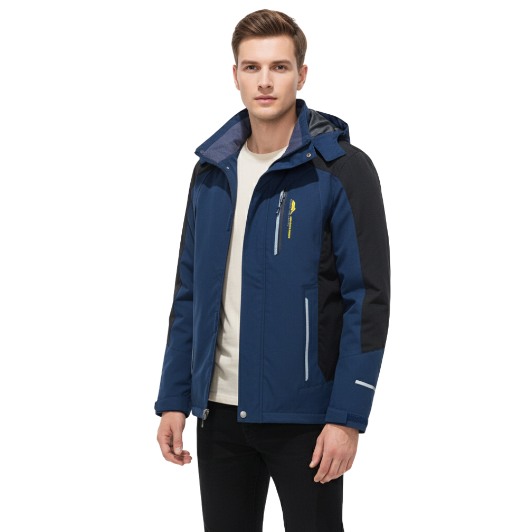 Men's Windproof Rain Shell Jacket with Removable Hood for Hiking, Camping & Outdoor Adventures – Waterproof Lightweight Expedition Coat