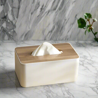 Cleo Tissue Box Cover - Bamboo Lid, Minimalist Design