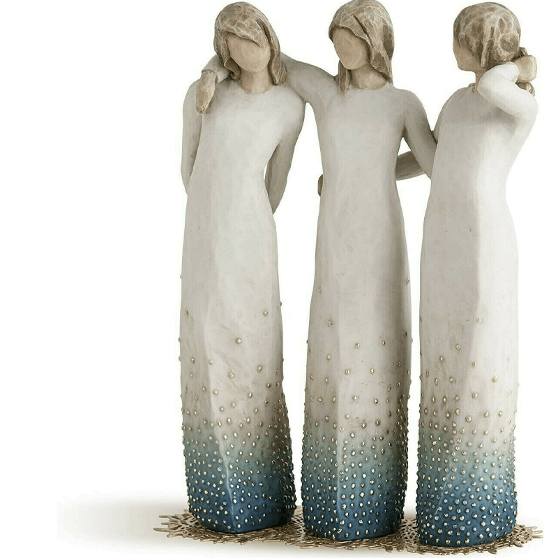 Resin Sister Figurine Statue - Handcrafted Bond of Friendship Decor for Home Shelf Display