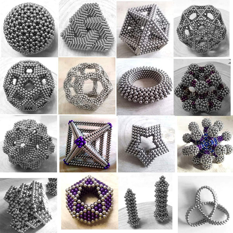 Magnetic Desk Spheres Stress Relief Fidget Set with 216 Mini Building Balls for Creative Puzzle Play Adults Kids STEM Toy