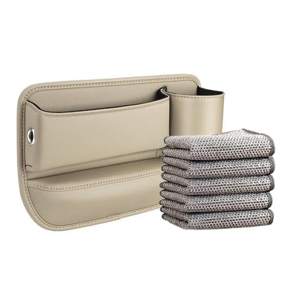 Car Seat Gap Organizer Faux Leather Storage Caddy with Charging Port for Center Console Driver Passenger Side Vehicle Accessories
