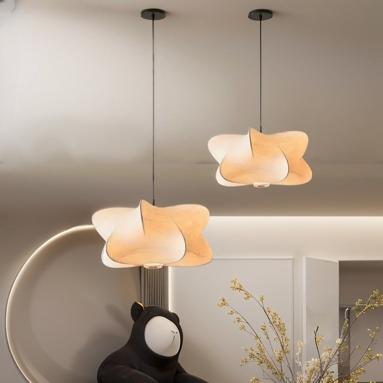 Silk Pendant Light Japanese-Inspired LED Warm White for Living Room Bedroom Hotel