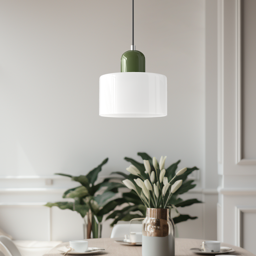 Glass Pendant Light Fixture with Adjustable Cord for Kitchen Island, Dining Room, and Living Room