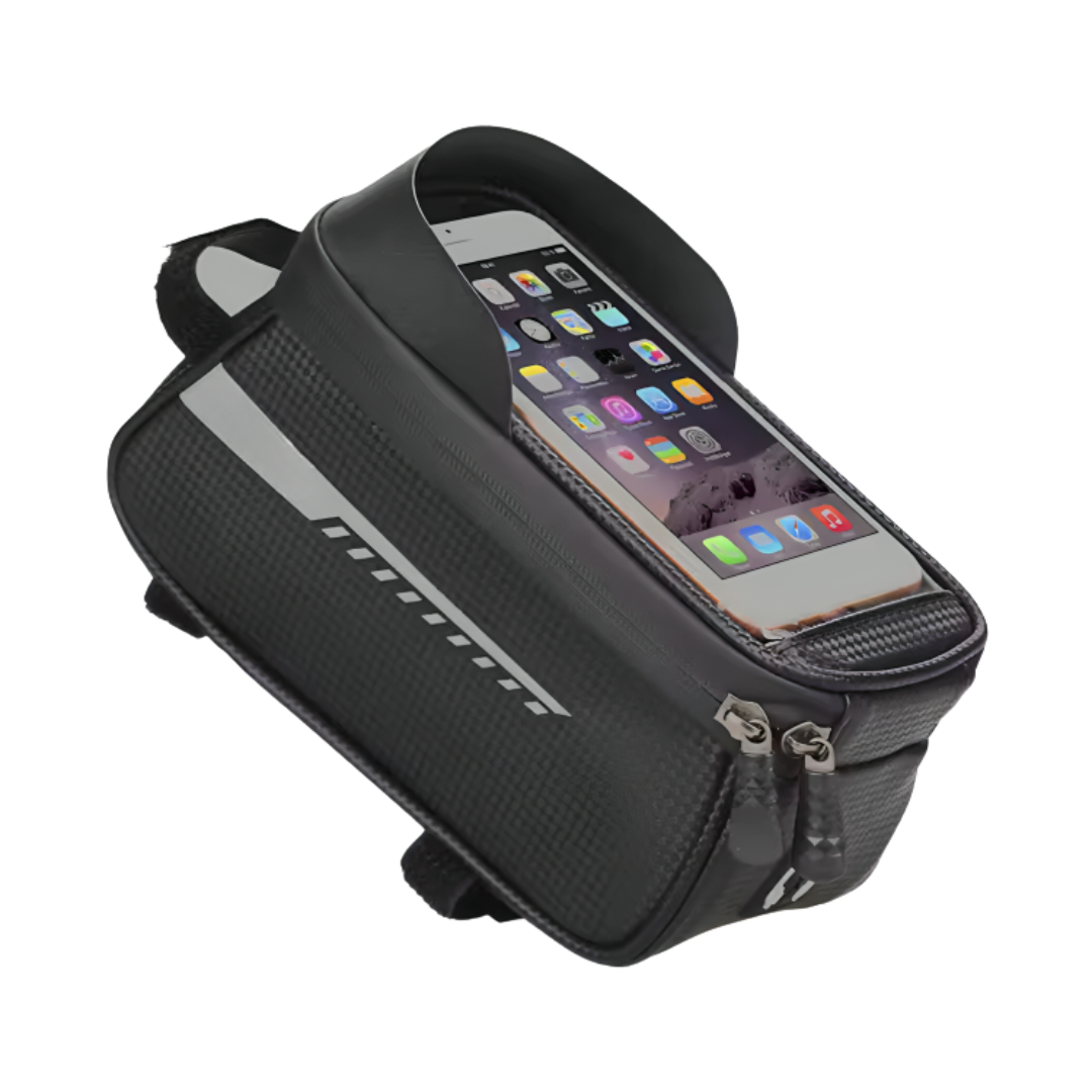 Bike Phone Holder Bag Waterproof Touchscreen Handlebar Pouch for iPhone & Android | Front Frame Storage Organizer for Cycling Commute