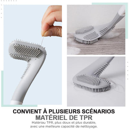 Long-Handle Toilet Brush with Triangular Head for Deep Bowl Cleaning – Wall-Mount Holder Included – Scratch-Free TPR Bristles for Bathroom