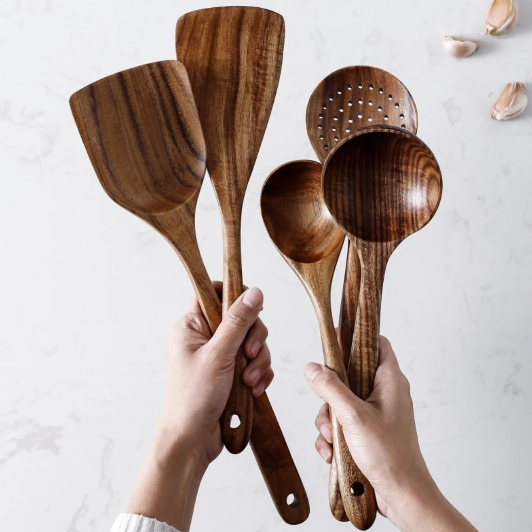 Solid Walnut Wooden Cooking Spoon for Nonstick Cookware – Safe Stirring, Flipping & Serving Utensil for Everyday Kitchen Use