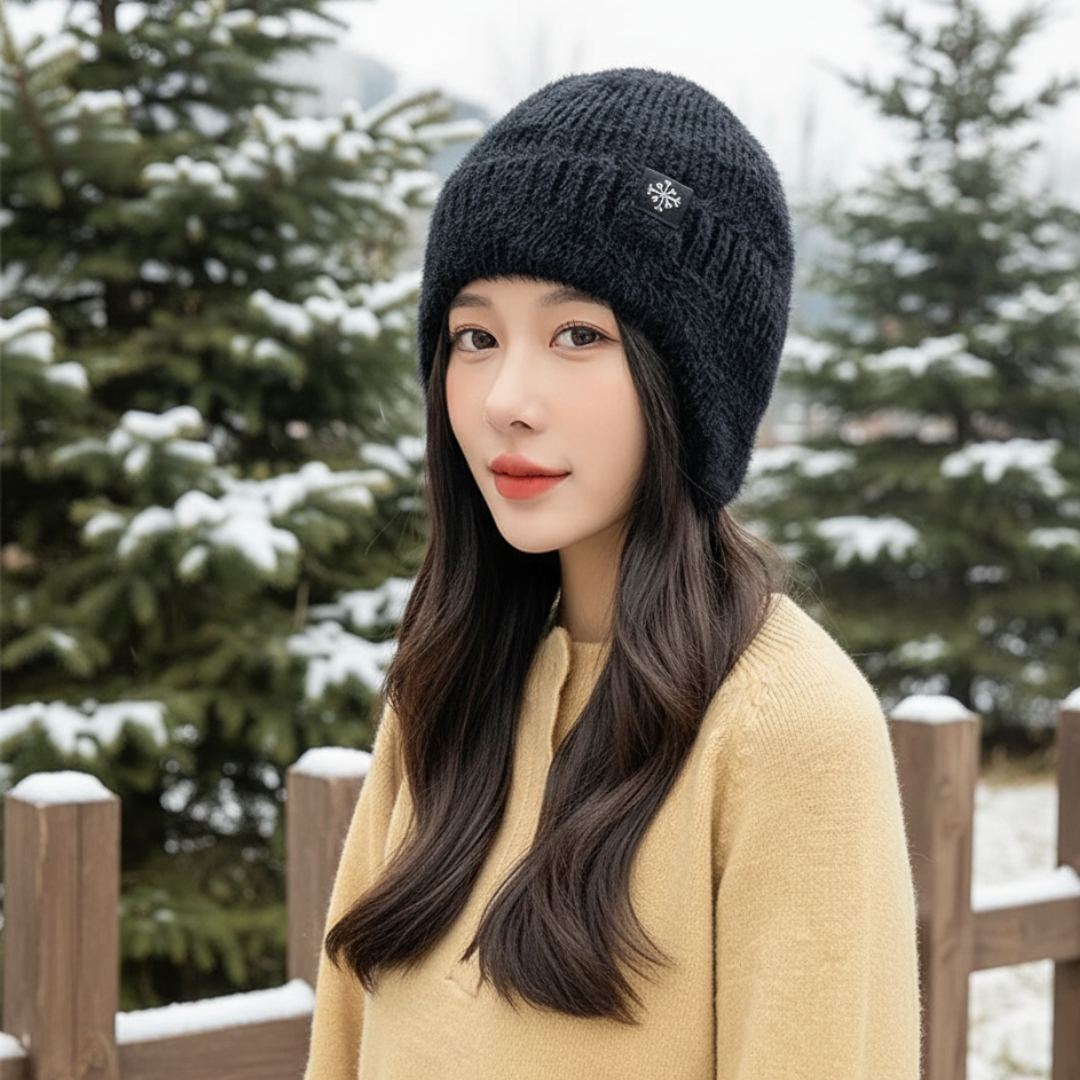 Knit Beanie with Ear Flaps for Women – Soft Fleece-Lined Winter Hat for Cold Weather, Outdoor Activities & Daily Wear