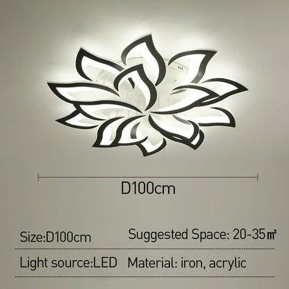 Flush Mount LED Fixture Metal Acrylic Black Layered Floral Pattern for Bedroom Living Room Hallway Contemporary Home Decor Overhead Light