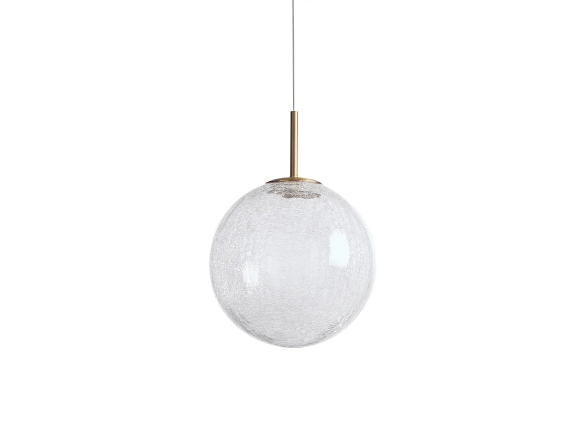 Handblown Glass Globe Pendant Light with Brushed Brass Finish and Integrated LED for Kitchen Island, Dining Room, Entryway, and Bedroom