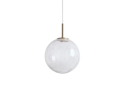 Handblown Glass Globe Pendant Light with Brushed Brass Finish and Integrated LED for Kitchen Island, Dining Room, Entryway, and Bedroom