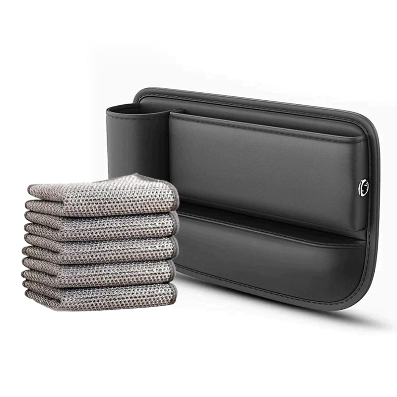 Car Seat Gap Organizer Faux Leather Storage Caddy with Charging Port for Center Console Driver Passenger Side Vehicle Accessories