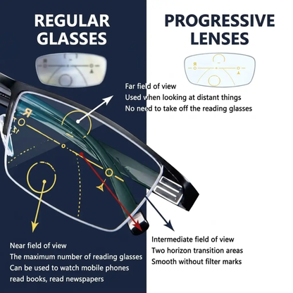 Multifocal Reading Glasses with Blue-Light Filter & Anti-Glare Coating for Reading, Screens & Distance Vision