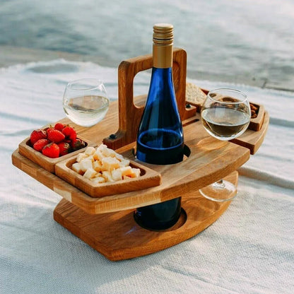 Portable Wooden Picnic Table for Outdoor Wine Gatherings