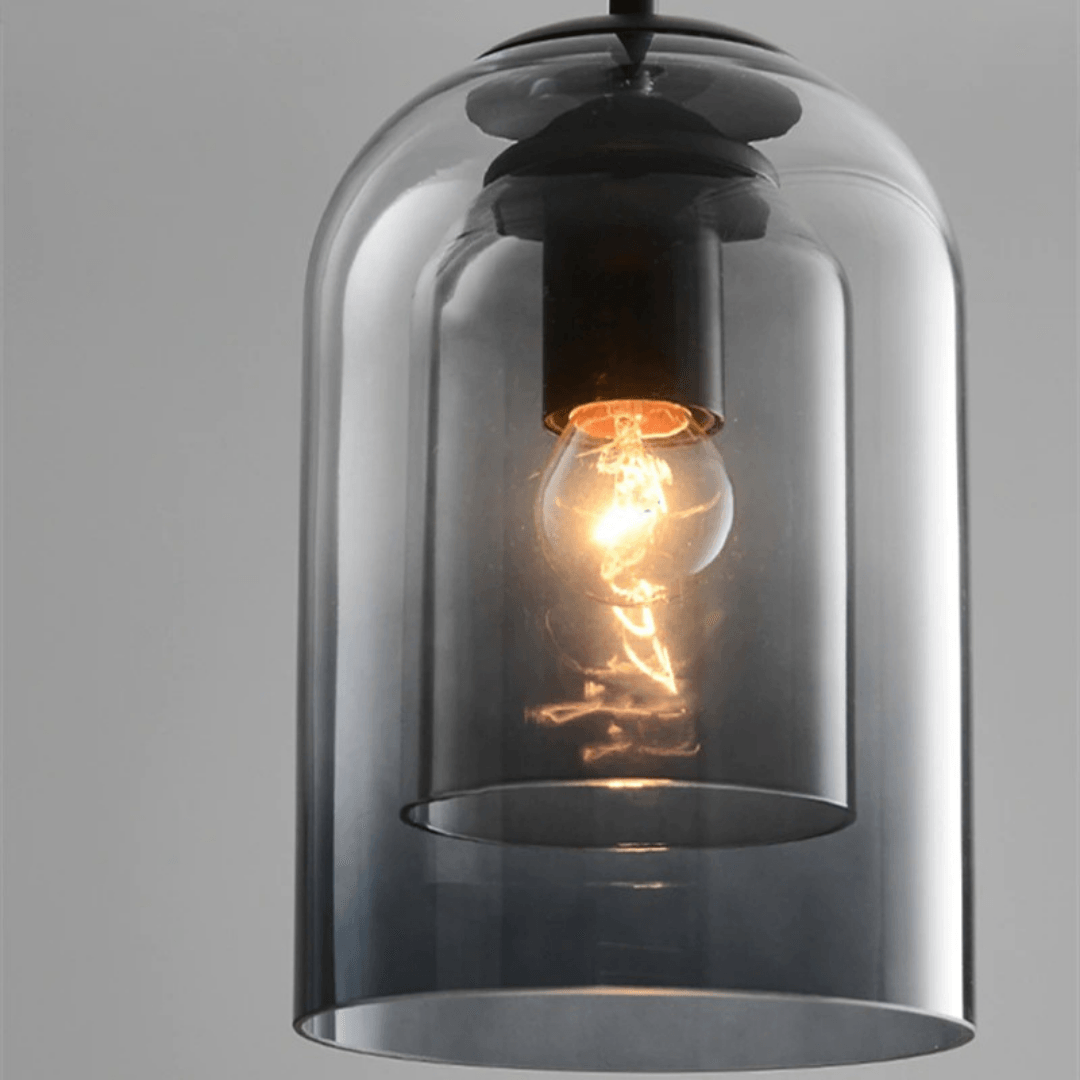 Glass Pendant Light Fixture Gray or Amber for Bedroom Dining Room Kitchen Island Modern Ceiling Lighting