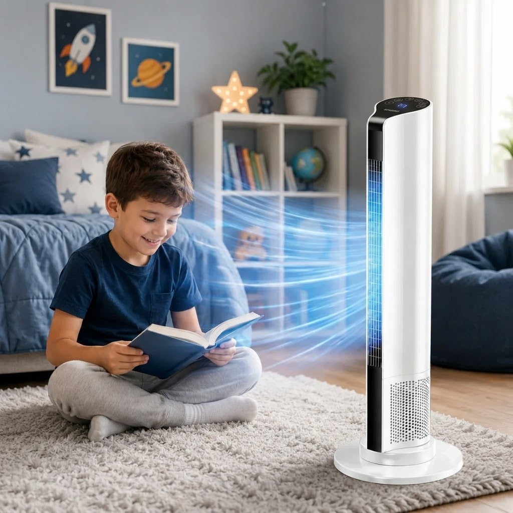 Compact Mobile AC Unit for Home & Office – Windowless Evaporative Cooler with Wheels & Timer