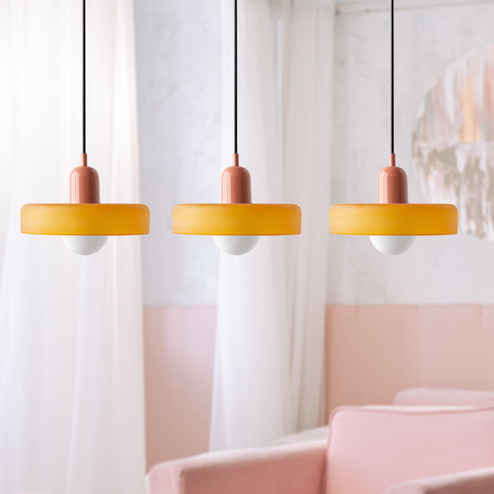 Glass Pendant Lamp 12 Inch Adjustable Height Ceiling Fixture for Bedrooms Nightstands Modern Minimalist Nordic Hanging Light E27 Socket for