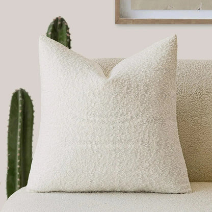 Textured Boucle Pillow Case 18×18 Inches Soft Cover for Couch Bedroom Chair Minimalist Neutral Decor Accent Throw Cushion for Modern Home